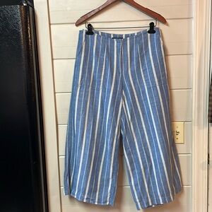 LAFAYETTE 148 Blue Striped Linen Wide Leg Crop Pants | SZ
10.